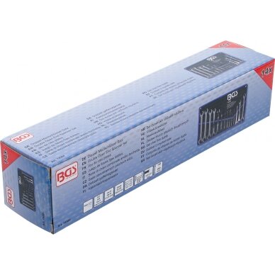Itin plonų atvirų dvipusių raktų su terkšlės mechanizmu rinkinys | 6–22 mm | 1/4"-3/4" | 14 vnt. BGS 4 Itin plonų atvirų dvipusių raktų su terkšlės mechanizmu rinkinys | 6–22 mm | 1/4"-3/4" | 14 vnt. BGS 4
