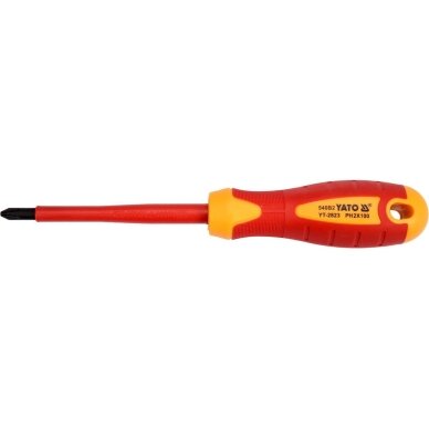 Izoliuotas atsuktuvas elektrikui | 1000V | PH2x100 mm YATO 1 Izoliuotas atsuktuvas elektrikui | 1000V | PH2x100 mm YATO 1