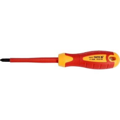 Izoliuotas atsuktuvas elektrikui | 1000V | PZ2x100 mm YATO 3 Izoliuotas atsuktuvas elektrikui | 1000V | PZ2x100 mm YATO 3