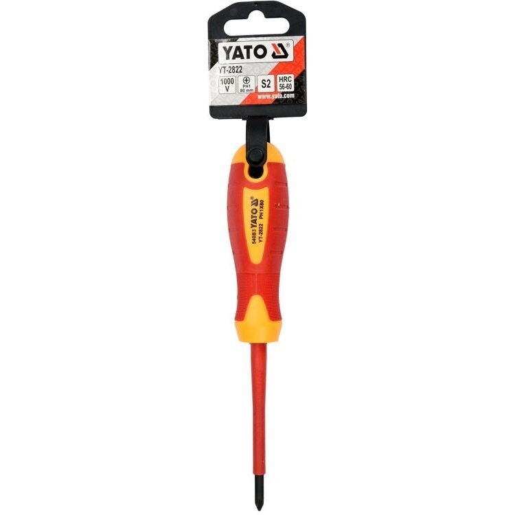 Izoliuotas atsuktuvas elektrikui | 1000V | PH1x80 mm YATO 2 Izoliuotas atsuktuvas elektrikui | 1000V | PH1x80 mm YATO 2