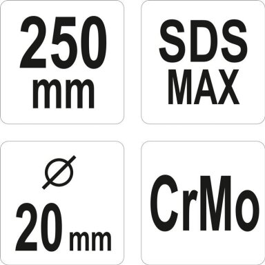 Kaltas įžeminimams ir vinims 20mm, 250mm SDS MAX, YATO YT-47195