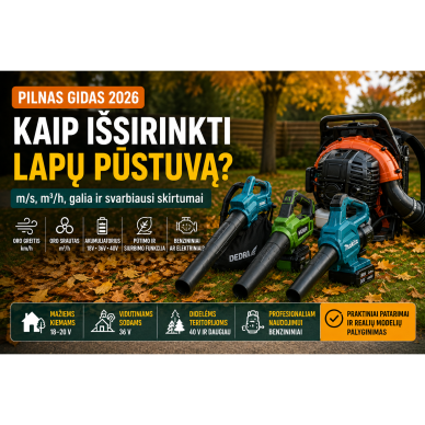 Kaip išsirinkti lapų pūstuvą? m/s, m³/h, galia ir svarbiausi skirtumai 2026 Kaip išsirinkti lapų pūstuvą? m/s, m³/h, galia ir svarbiausi skirtumai 2026