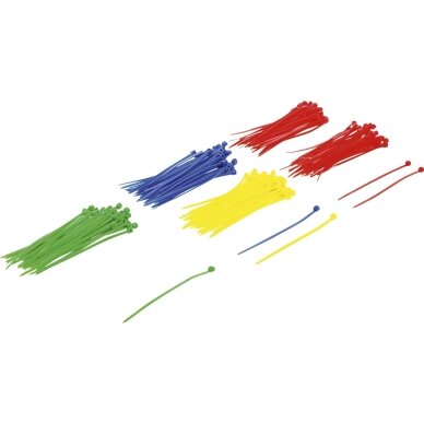 Kabelių jungčių asortimentas | spalvoti | 2.4 x 100 mm | 200 vnt. Kabelių jungčių asortimentas | spalvoti | 2.4 x 100 mm | 200 vnt.