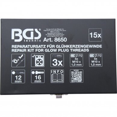 Kaitinimo žvakės sriegio remonto komplektas M10 x 1.0 3 Kaitinimo žvakės sriegio remonto komplektas M10 x 1.0 3