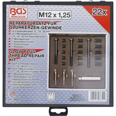 Kaitinimo žvakės sriegio taisymo komplektas M12 x 1.25 2 Kaitinimo žvakės sriegio taisymo komplektas M12 x 1.25 2