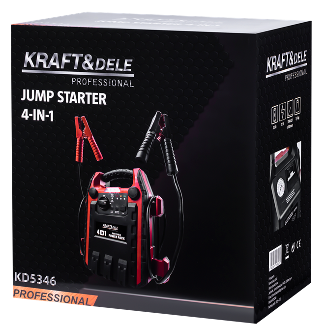 4in1 Daugiafunkcinis paleidėjas – Kompresorius, PowerBank, LED Kraftdele KD5346 7 4in1 Daugiafunkcinis paleidėjas – Kompresorius, PowerBank, LED Kraftdele KD5346 7