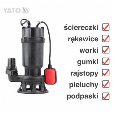 Ketaus siurblys su malūnėliu ir plude 750W (vandens siurblys su malimo sistema) YATO 7