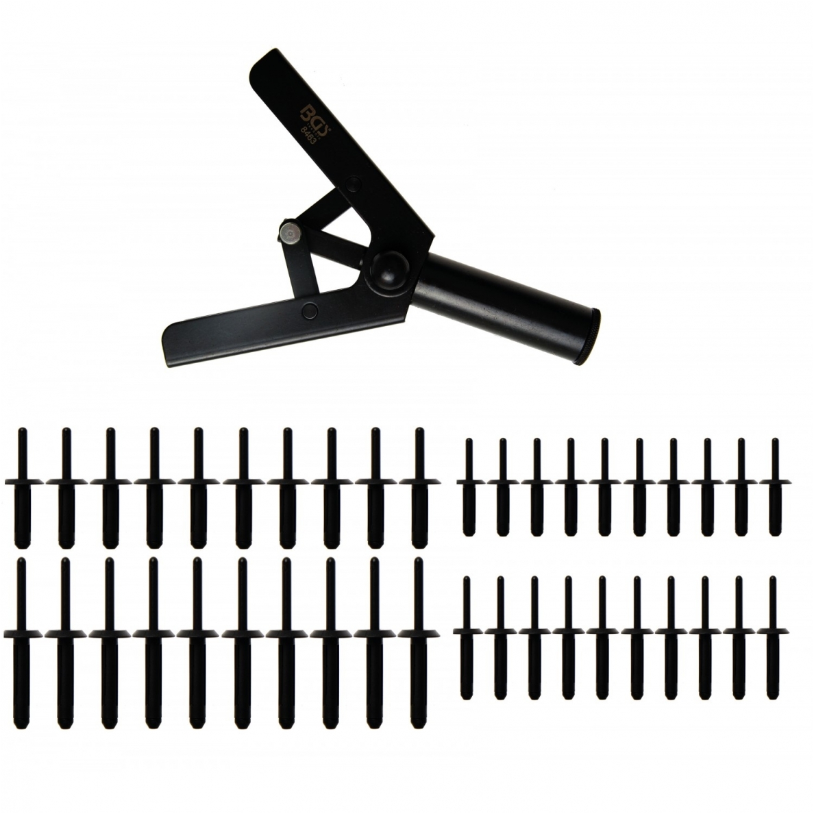 Kniediklis plastikinėms kniedėms su rinkiniu BGS Kniediklis plastikinėms kniedėms su rinkiniu BGS
