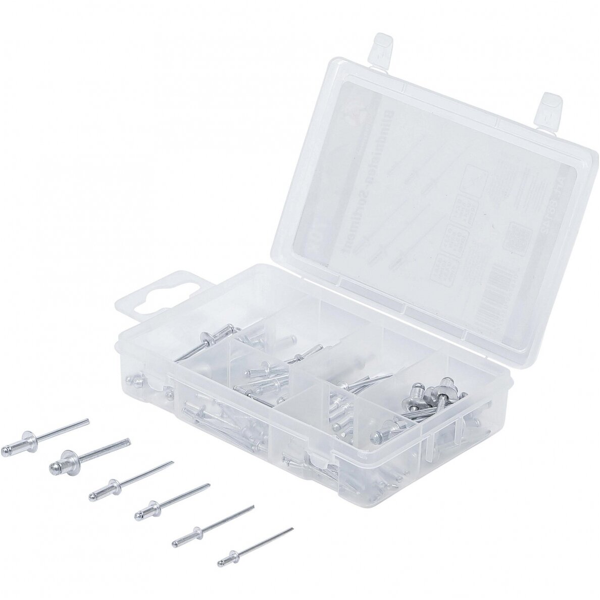 Kniedžių asortimentas dėžutėje 2.4-4.8 mm 70 vnt Kniedžių asortimentas dėžutėje 2.4-4.8 mm 70 vnt