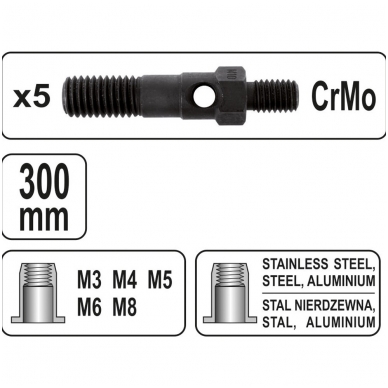 Kniediklis srieginėms kniedėms M3, M4, M5, M6, M8 3 Kniediklis srieginėms kniedėms M3, M4, M5, M6, M8 3