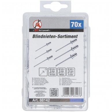 Kniedžių asortimentas dėžutėje  2.4-4.8 mm 70 vnt 2