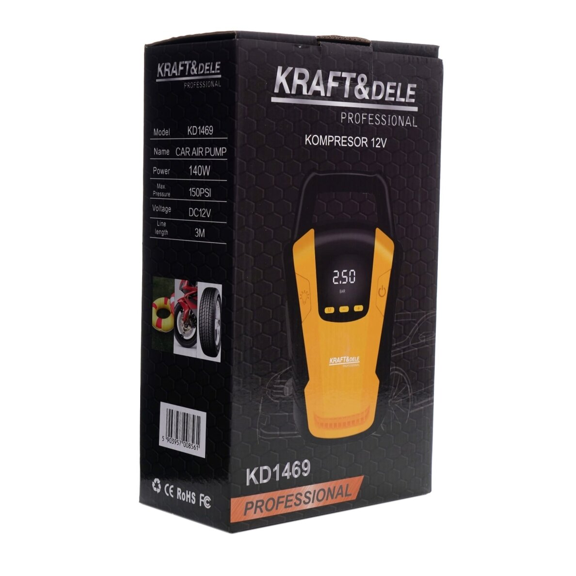 Kompresorius automobilinis 12V 140W KRAFT&DELE 9