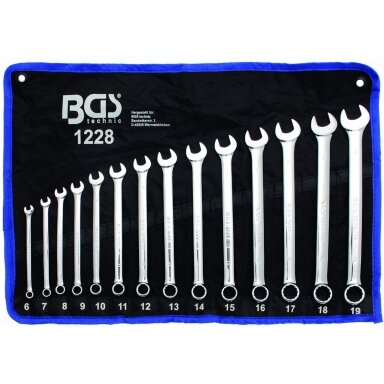 Kombinuotų pailgintų raktų komplektas 14 dalių 6-19mm, Bgs-technic 1228 Kombinuotų pailgintų raktų komplektas 14 dalių 6-19mm, Bgs-technic 1228