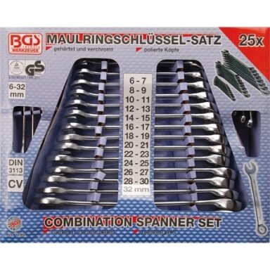Kombinuotų raktų rinkinys 25 vnt, CR-V, 6-32 mm, "Bgs-technic" Kombinuotų raktų rinkinys 25 vnt, CR-V, 6-32 mm, "Bgs-technic"