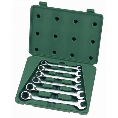 Kombinuotų raktų su reversine terkšle rinkinys SATA 6vnt. (10-19mm) Kombinuotų raktų su reversine terkšle rinkinys SATA 6vnt. (10-19mm)