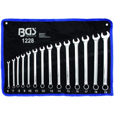 Kombinuotų pailgintų raktų komplektas 14 dalių 6-19mm, Bgs-technic 1228 Kombinuotų pailgintų raktų komplektas 14 dalių 6-19mm, Bgs-technic 1228