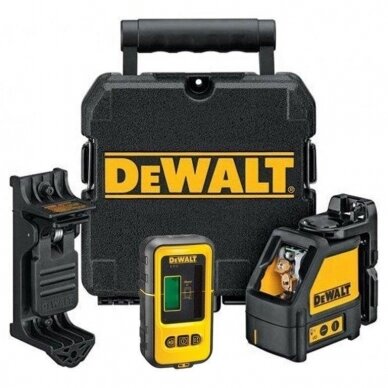 Kryžminis lazerinis nivelyras DeWalt + spindulio imtuvas Kryžminis lazerinis nivelyras DeWalt + spindulio imtuvas