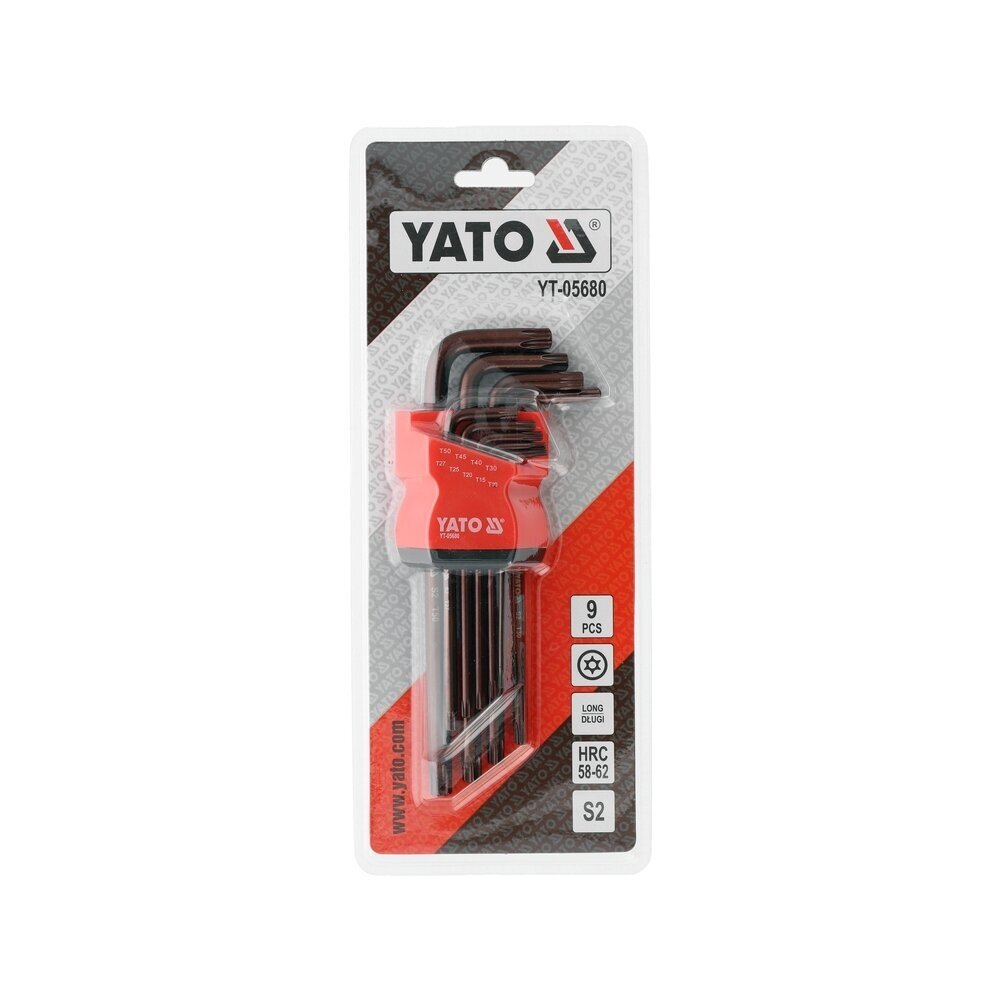 L tipo raktų rinkinys | S2 | T-Star (Torx) su skylėm T10 - T50 | 9 vnt YATO 2