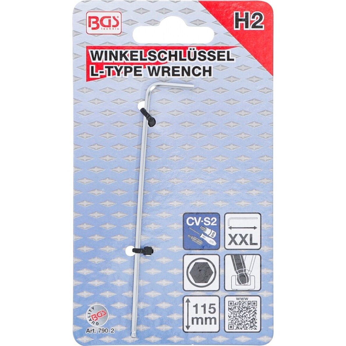 L tipo raktas | ilgiausias tipas | hex šešiakampis / hex šešiakampis su šarnyru | 2.0 mm BGS 2