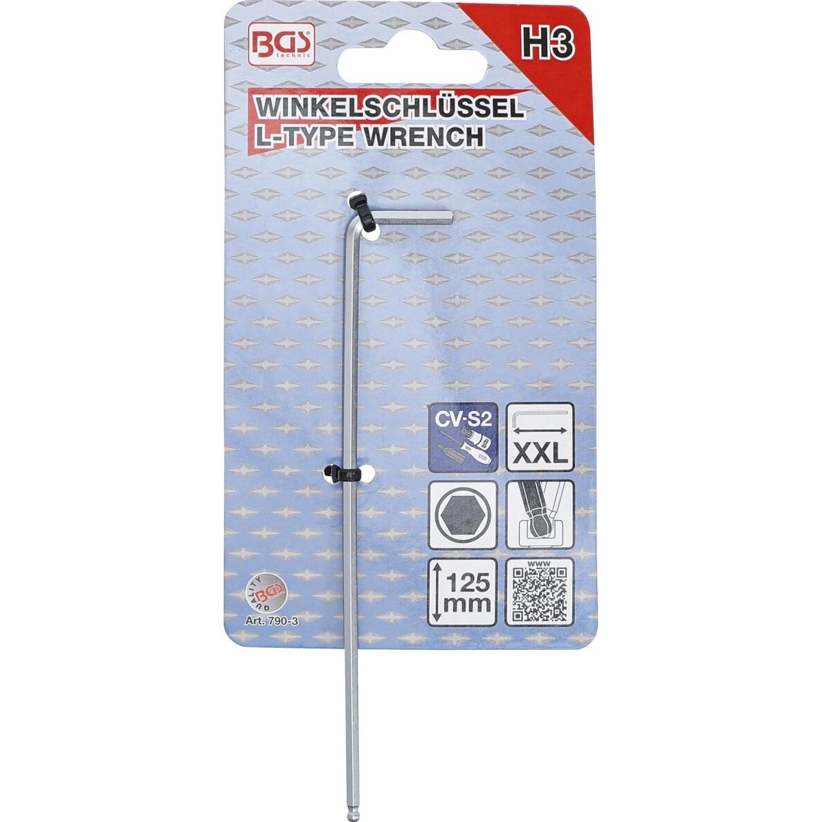 L tipo raktas | ilgiausias tipas | hex šešiakampis / hex šešiakampis su šarnyru | 3.0 mm BGS 2