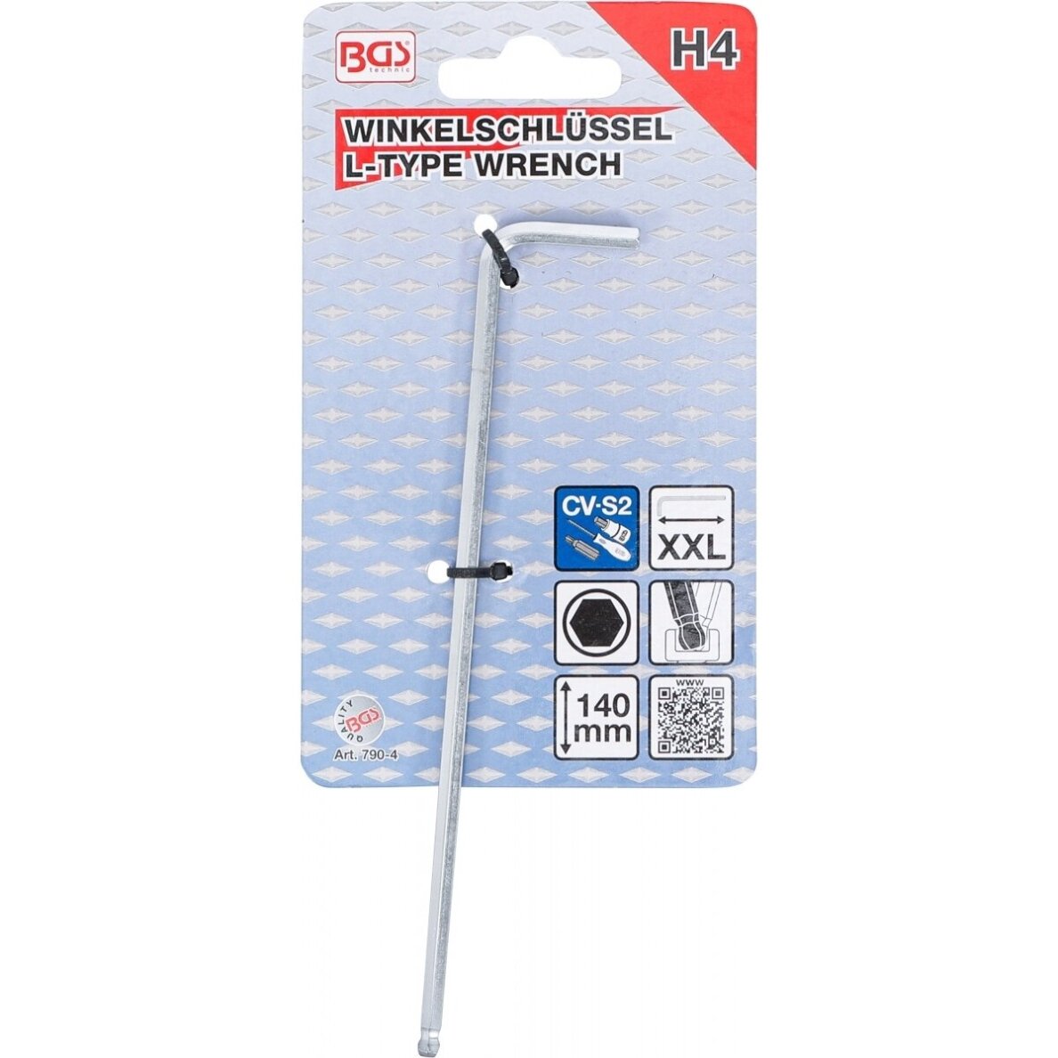 L tipo raktas | ilgiausias tipas | hex šešiakampis / hex šešiakampis su šarnyru | 4.0 mm BGS 2