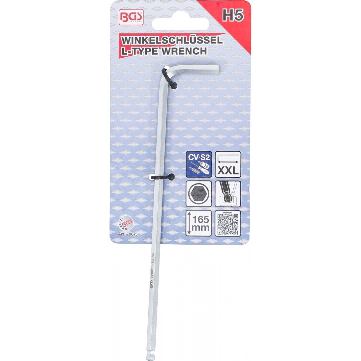 L tipo raktas | ilgiausias tipas | hex šešiakampis / hex šešiakampis su šarnyru | 5.0 mm BGS 2
