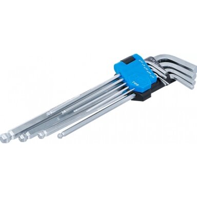 L tipo raktų rinkinys | Coliniai dydžiai | hex šešiakampis / hex šešiakampis su šarnyru 1/16"- 3/8" | 9 vnt. (799)