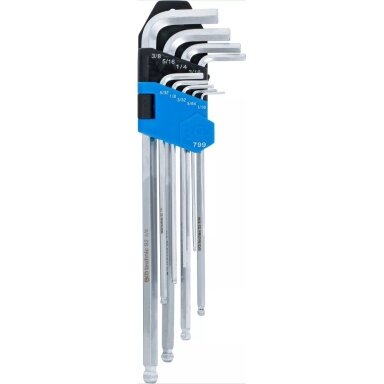 L tipo raktų rinkinys | Coliniai dydžiai | hex šešiakampis / hex šešiakampis su šarnyru 1/16"- 3/8" | 9 vnt. (799)