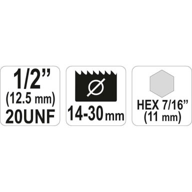Laikiklis gręžimo karūnai 14-30 mm, 1/2", HEX antgalis Laikiklis gręžimo karūnai 14-30 mm, 1/2", HEX antgalis