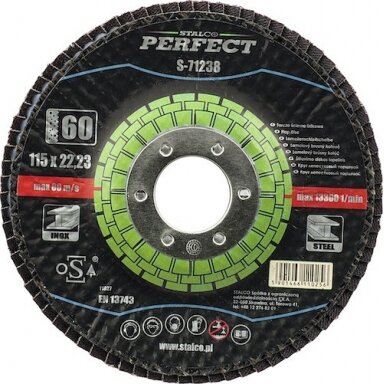 Lapelinis metalo šlifavimo diskas STALCO CYRKON 125 G60 Lapelinis metalo šlifavimo diskas STALCO CYRKON 125 G60