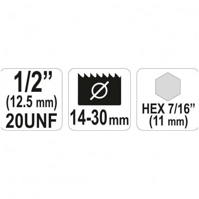 Laikiklis gręžimo karūnai 14-30 mm, 1/2", HEX antgalis 1