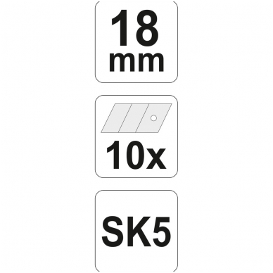 Laužomos geležtės peiliukams SK5 plienas 18mm 10vnt. 3 Laužomos geležtės peiliukams SK5 plienas 18mm 10vnt. 3