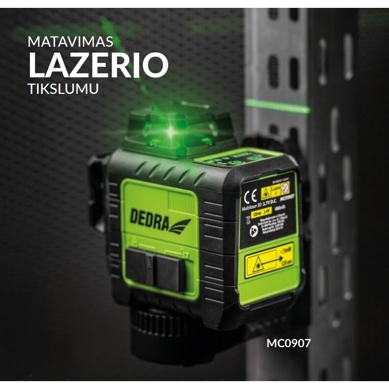 Lazerinis nivelyras 3-360 žalias spindulis, Sharp diodai 3D DEDRA MC0907 1 Lazerinis nivelyras 3-360 žalias spindulis, Sharp diodai 3D DEDRA MC0907 1