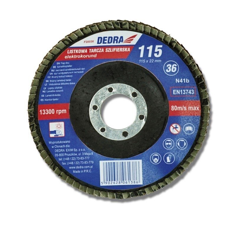 Lapelinis šlifavimo diskas 125x22mm,60 DEDRA F26060 Lapelinis šlifavimo diskas 125x22mm,60 DEDRA F26060