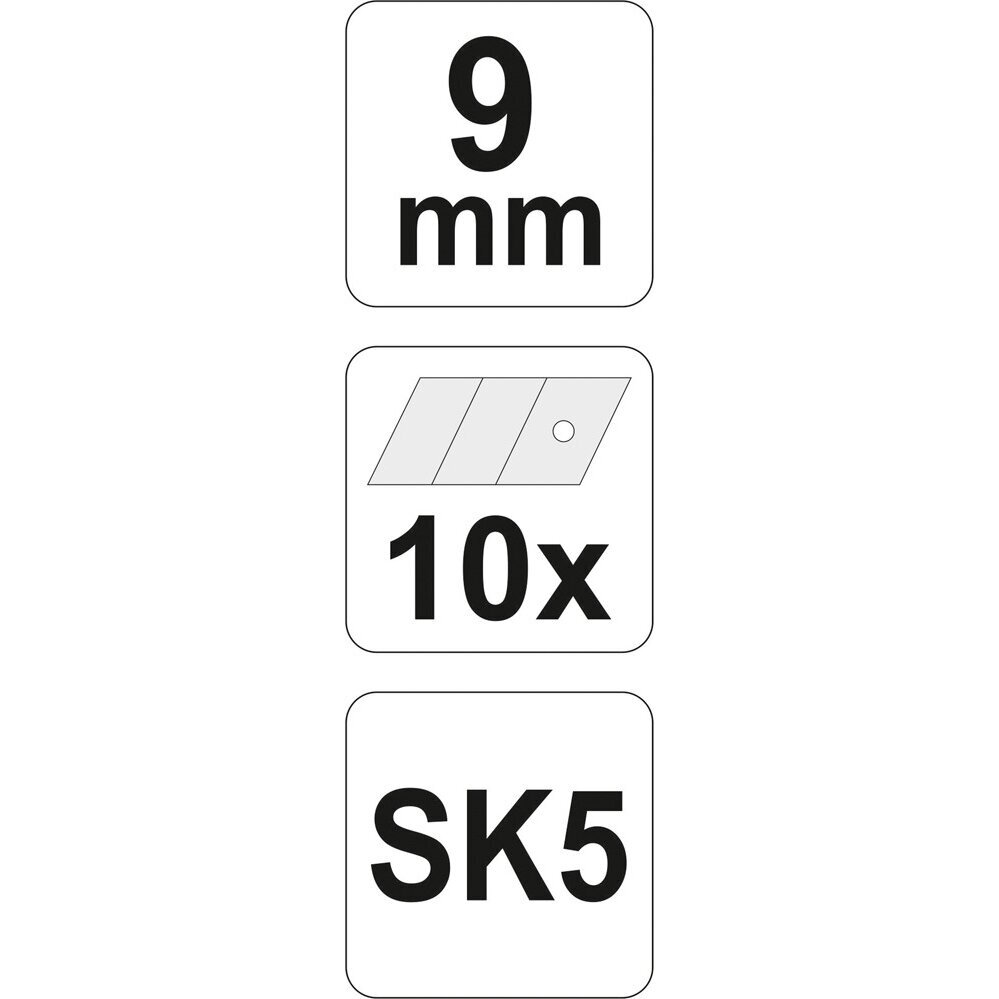 Laužomos geležtės 9mm, 10 vnt YT-7528 2 Laužomos geležtės 9mm, 10 vnt YT-7528 2