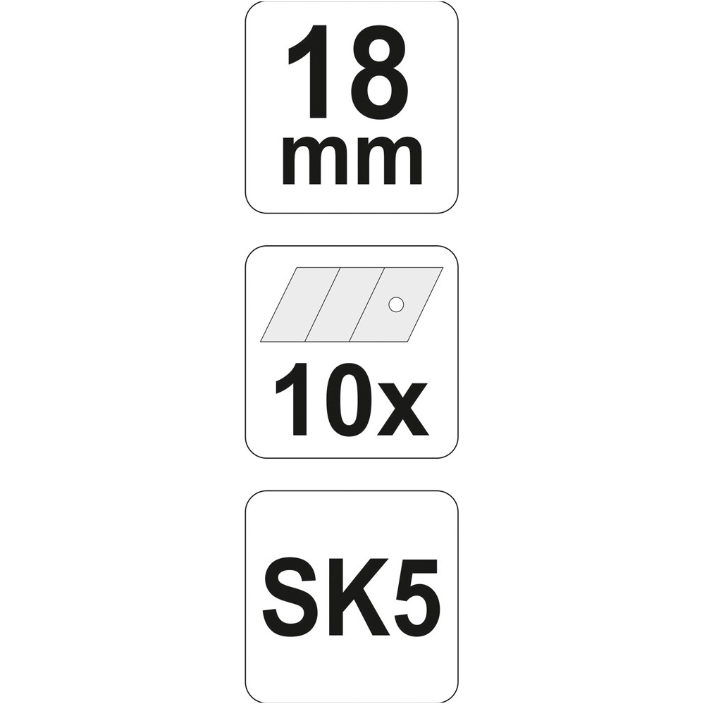 Laužomos geležtės peiliukams SK5 plienas 18mm 10vnt. 3 Laužomos geležtės peiliukams SK5 plienas 18mm 10vnt. 3