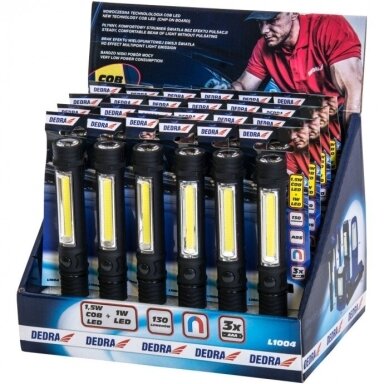 LED žibintuvėlis 1.5W COB LED+1WLED, PEN, su elementais LED žibintuvėlis 1.5W COB LED+1WLED, PEN, su elementais