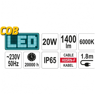 LED statybinė lempa 20W, 1400Lm 5