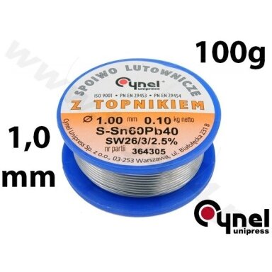 Lydmetalio viela Ø 1,00mm. 100g su fliusu (76810) Lydmetalio viela Ø 1,00mm. 100g su fliusu (76810)