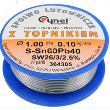 Lydmetalio viela Ø 1,00mm. 100g su fliusu (76810) Lydmetalio viela Ø 1,00mm. 100g su fliusu (76810)