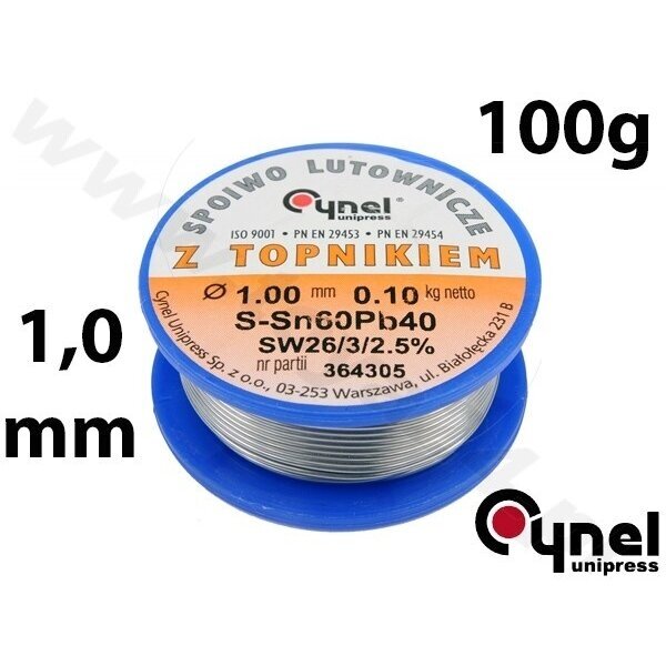 Lydmetalio viela Ø 1,00mm. 100g su fliusu (76810) 1