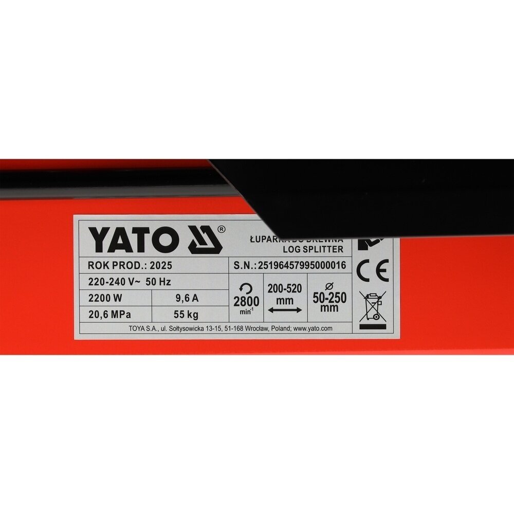 Malkų skaldyklė elektrinė | 2200W | 5T YATO YT-79950 7