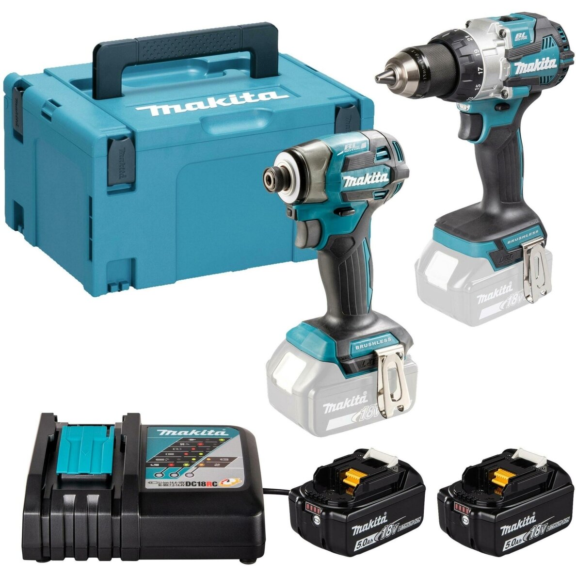 Makita DLX2528TJ 18V akumuliatorinių įrankių rinkinys DHP489 + DTD173 su 2 baterijomis 5.0Ah Makita DLX2528TJ 18V akumuliatorinių įrankių rinkinys DHP489 + DTD173 su 2 baterijomis 5.0Ah