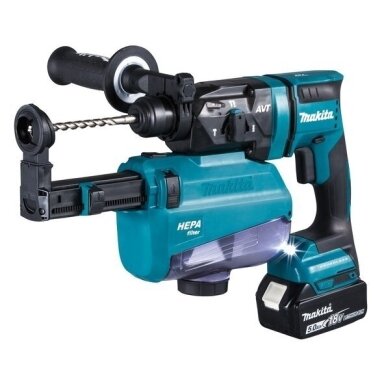 Makita DHR182RTWJ Akumuliatorinis perforatorius 18V 2x5.0Ah, SDS-PLUS, 1,7J, LED + Vacuum