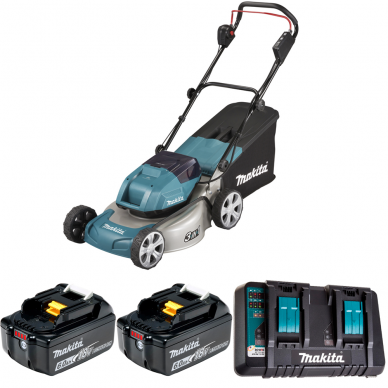 Makita DLM460PG2 Akumuliatorinė vejapjovė 2X18V, BL-motor, 46cm, 2X6,0Ah Li-ion, dvigubas įkroviklis Makita DLM460PG2 Akumuliatorinė vejapjovė 2X18V, BL-motor, 46cm, 2X6,0Ah Li-ion, dvigubas įkroviklis
