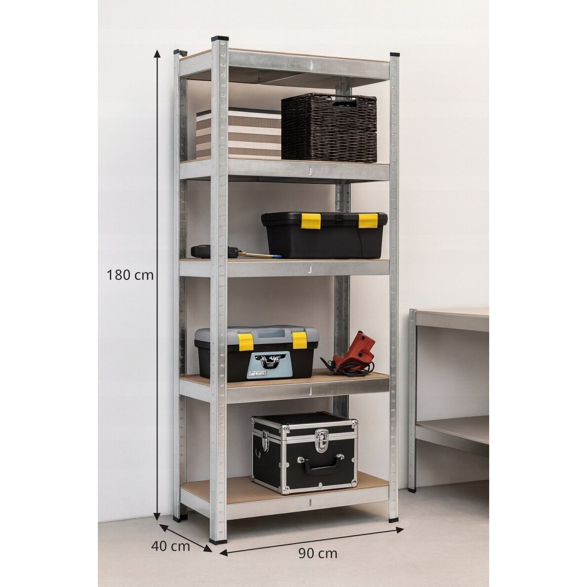Metalinis sandėliavimo stelažas 180x90x40 5 lentynos DEDRA N1410 4 Metalinis sandėliavimo stelažas 180x90x40 5 lentynos DEDRA N1410 4