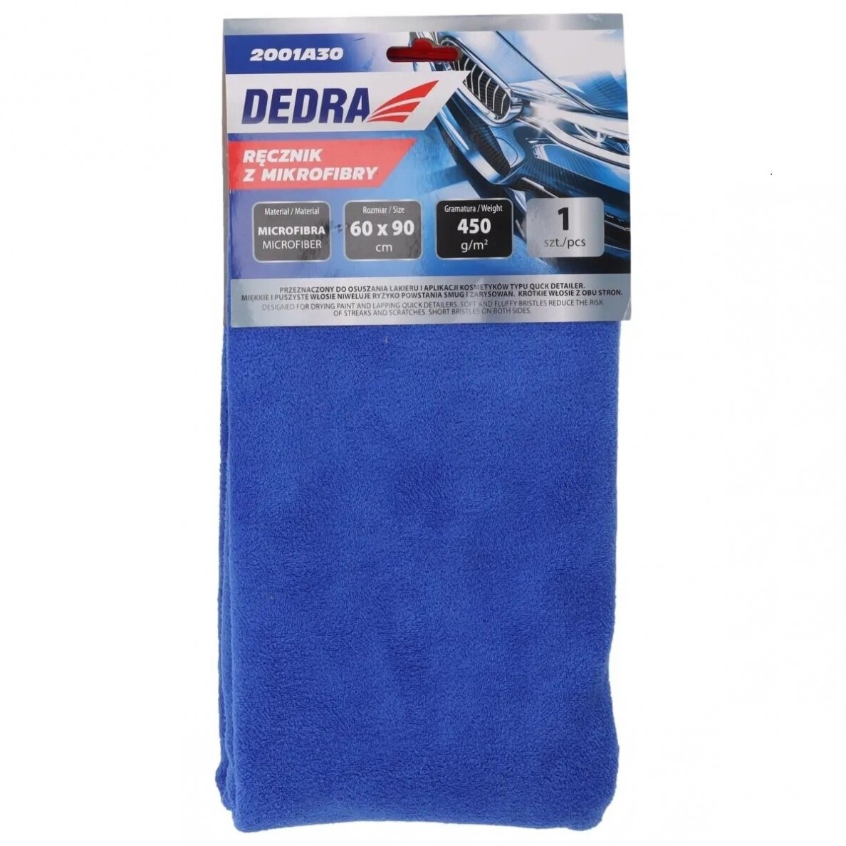 Mikropluošto šluostė automobiliui džiovinti 60x90 cm, 450 g/m² DEDRA 2001A30 2 Mikropluošto šluostė automobiliui džiovinti 60x90 cm, 450 g/m² DEDRA 2001A30 2