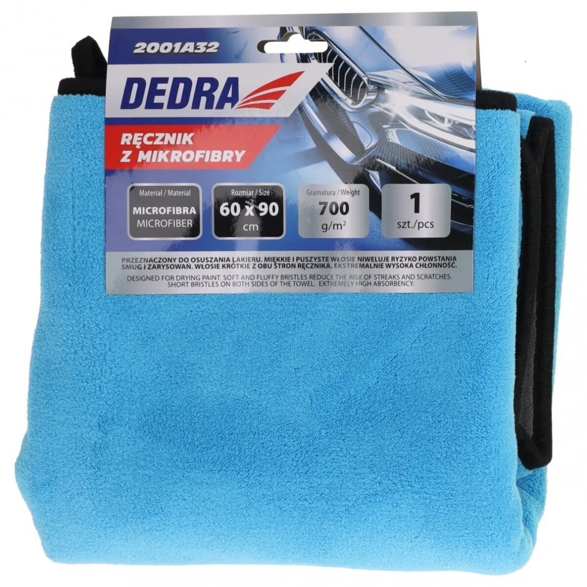 Mikropluošto šluostė automobilio džiovinimui 60x90 cm, 700 g/m² DEDRA 2001A32 2