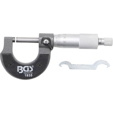 Mikrometras medinėje dėžutėje gradavimas 0,01mm 0 - 25mm Mikrometras medinėje dėžutėje gradavimas 0,01mm 0 - 25mm