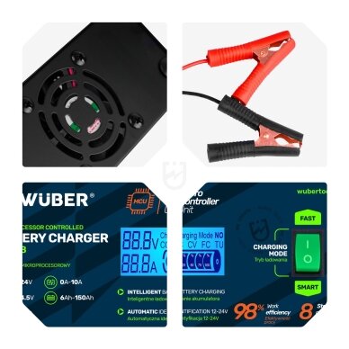 Mikroprocesorinis automobilio akumuliatoriaus įkroviklis 10 A 6-150 Ah 2-24 V WUBER 11 Mikroprocesorinis automobilio akumuliatoriaus įkroviklis 10 A 6-150 Ah 2-24 V WUBER 11